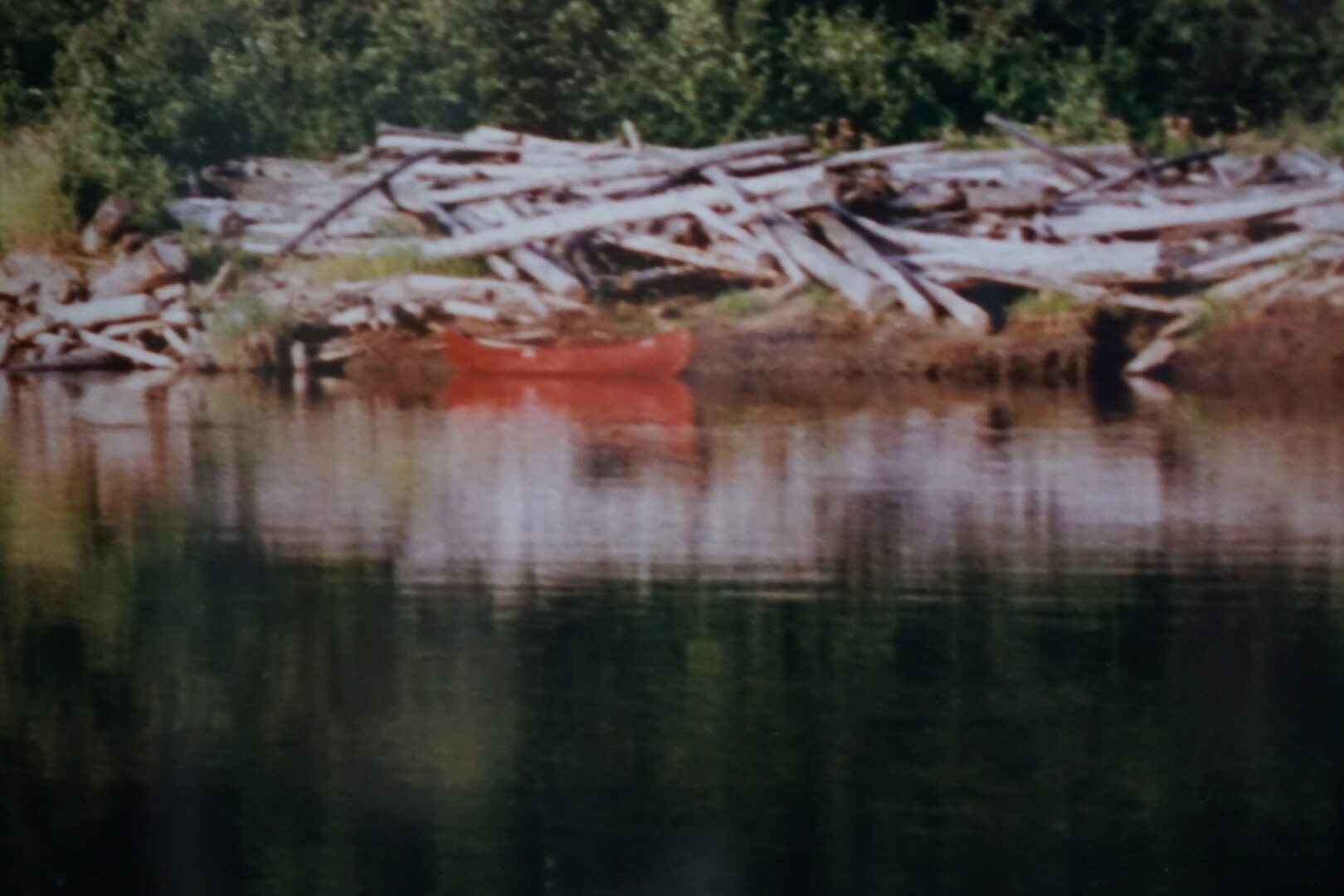Red boat in a lake