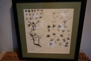 Indian Ink on Rice Paper by Miriam Melamed, “Plum Blossoms and Chrysanthemums”
